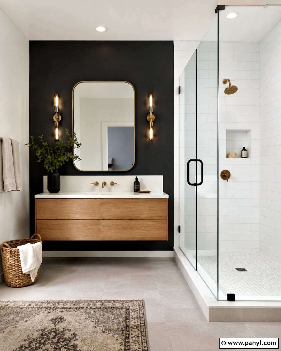 Black Wall Bathroom With Marble Vanity - 20 black wall ideas