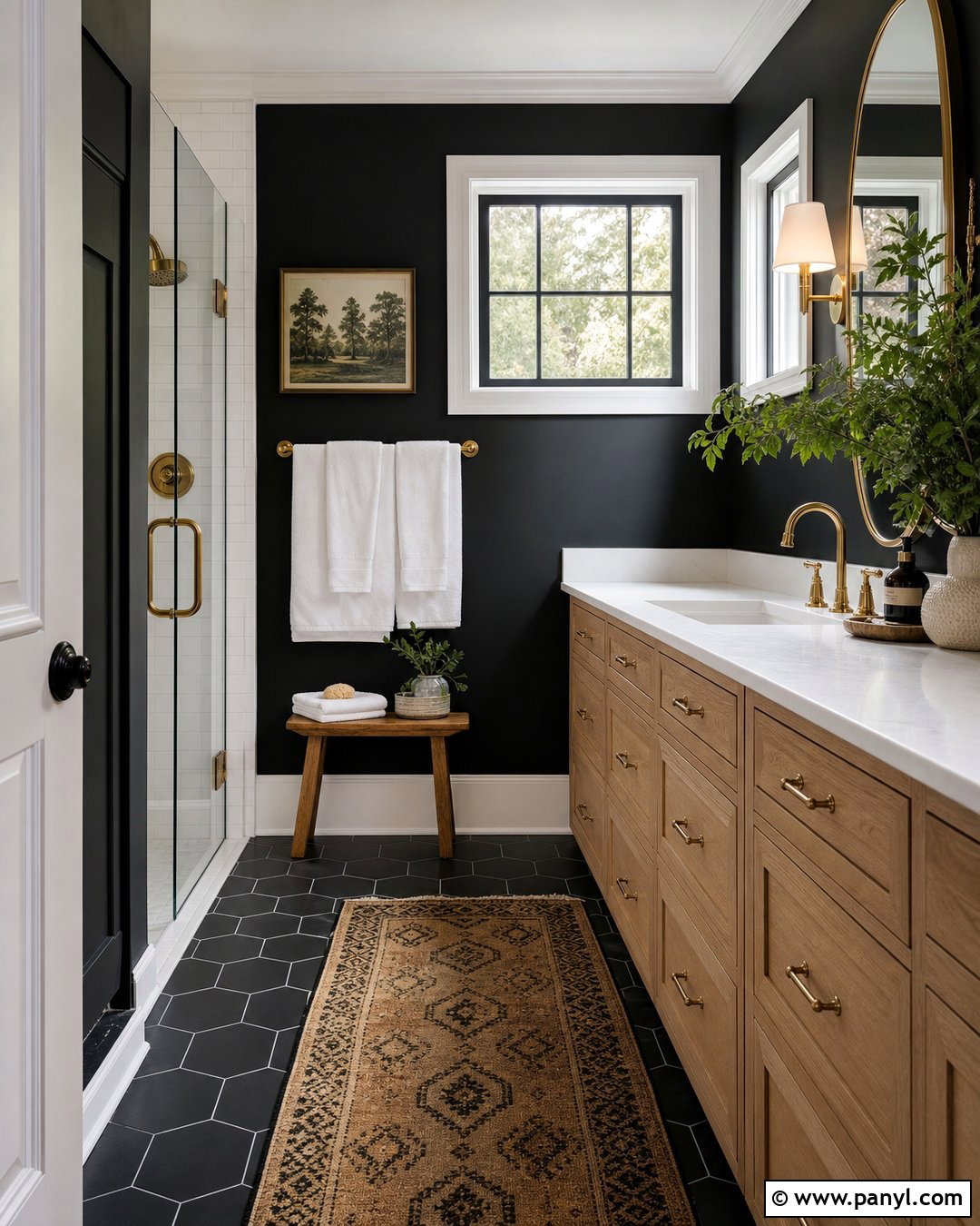 Black Wall Bathroom With White Trim - 20 Black Wall With White Trim Ideas