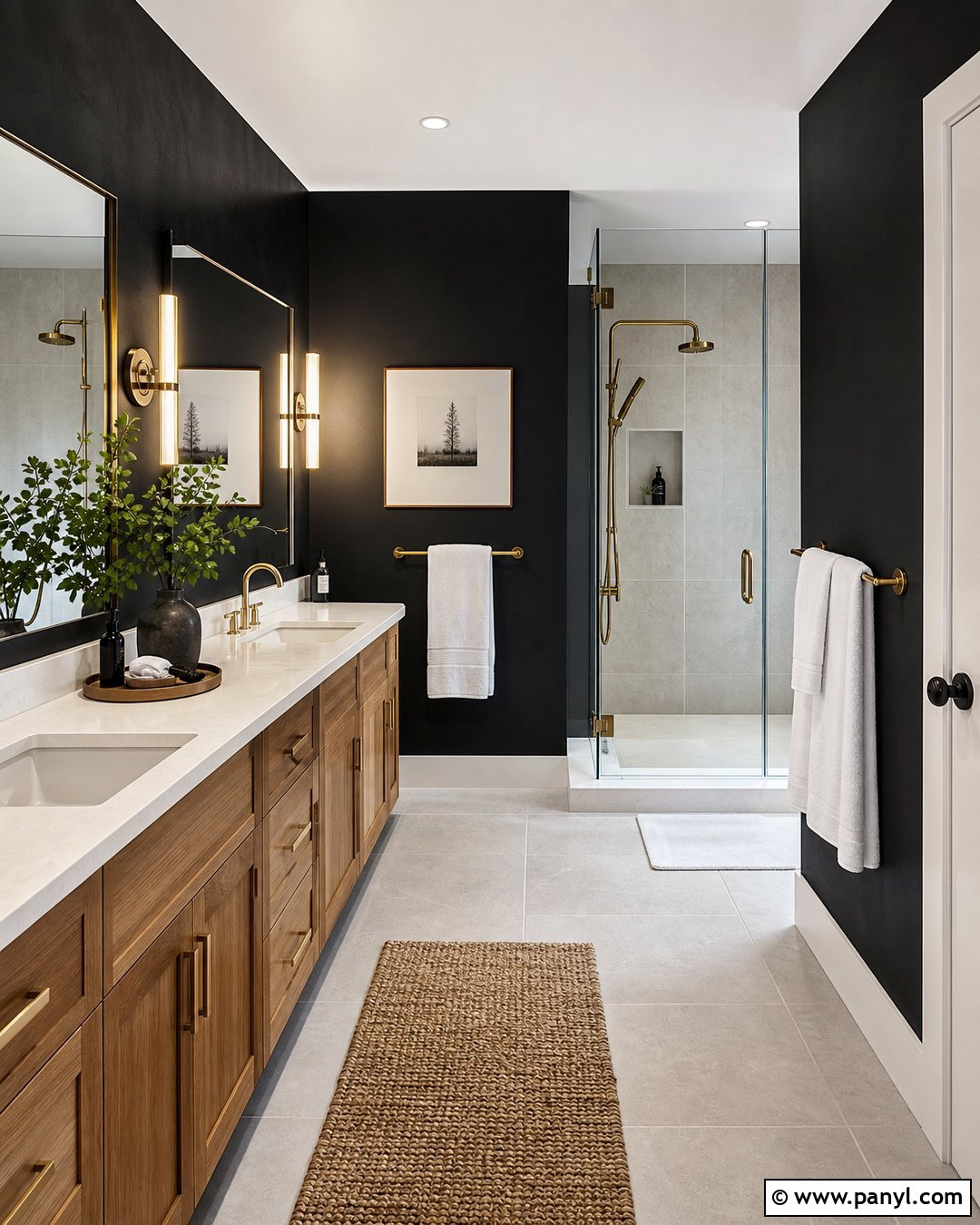 Black Wall Bathroom - 30 Black Wall Paint Ideas
