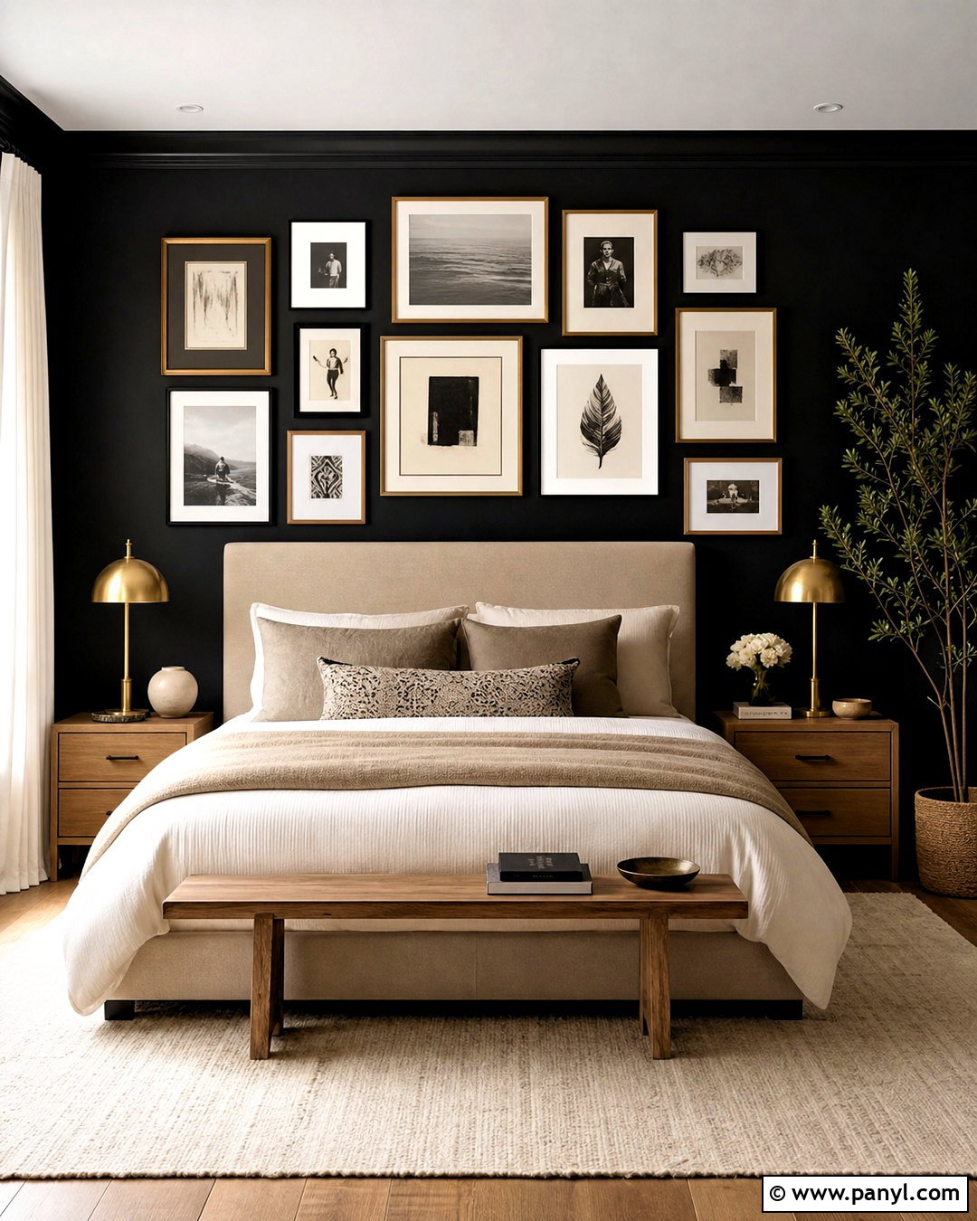 Black Wall Bedroom With Gallery Wall - 20 black wall bedroom decor ideas