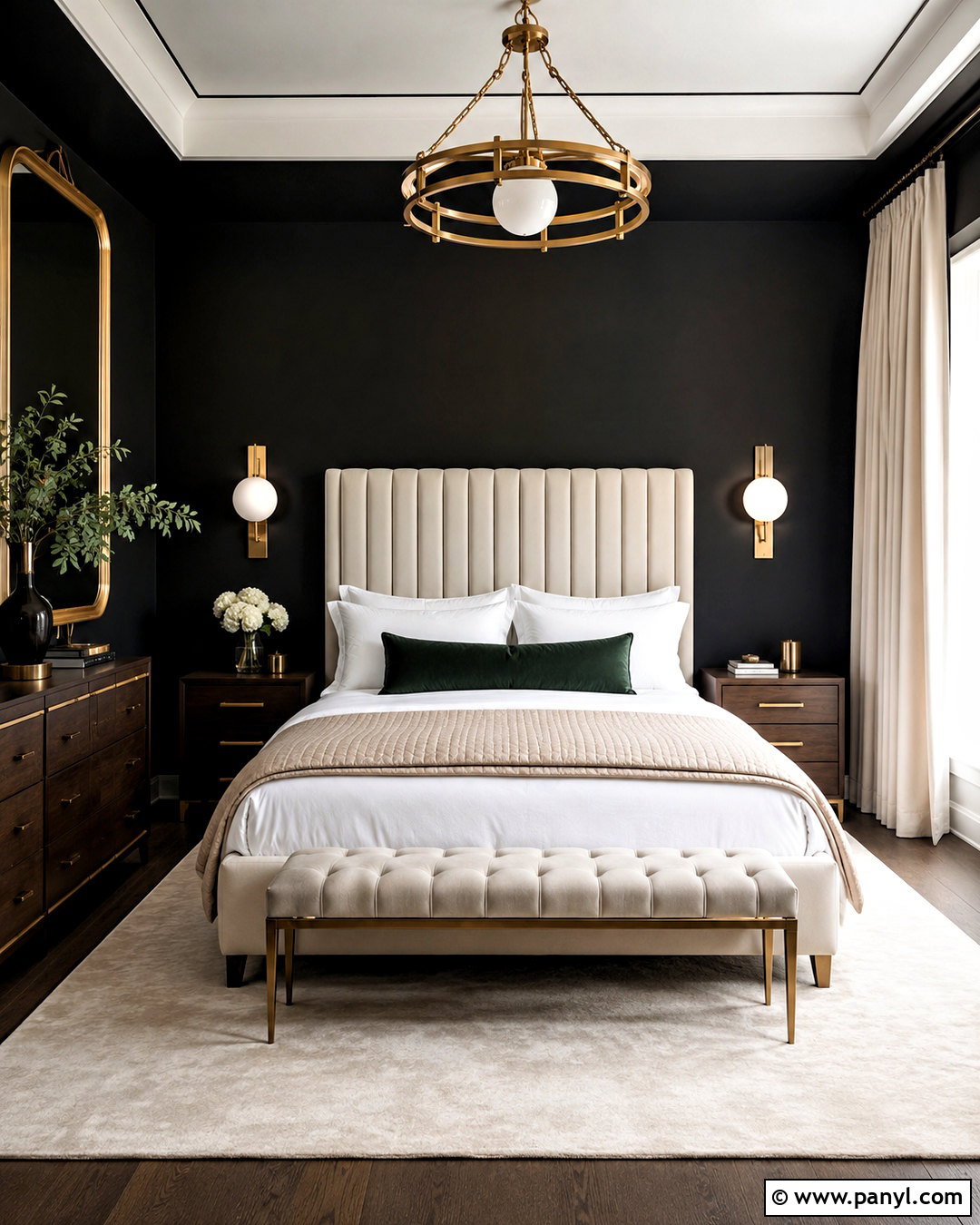 Black Wall Bedroom With Gold - 20 black wall in bedroom ideas