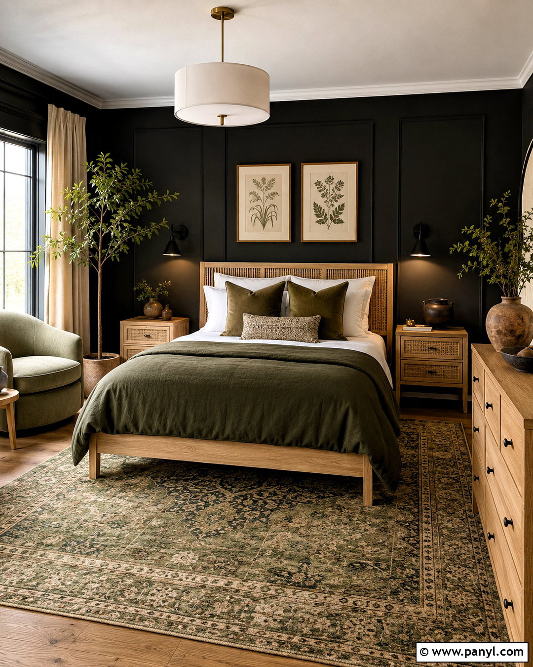 Black Wall Bedroom With Green - 20 black wall in bedroom ideas