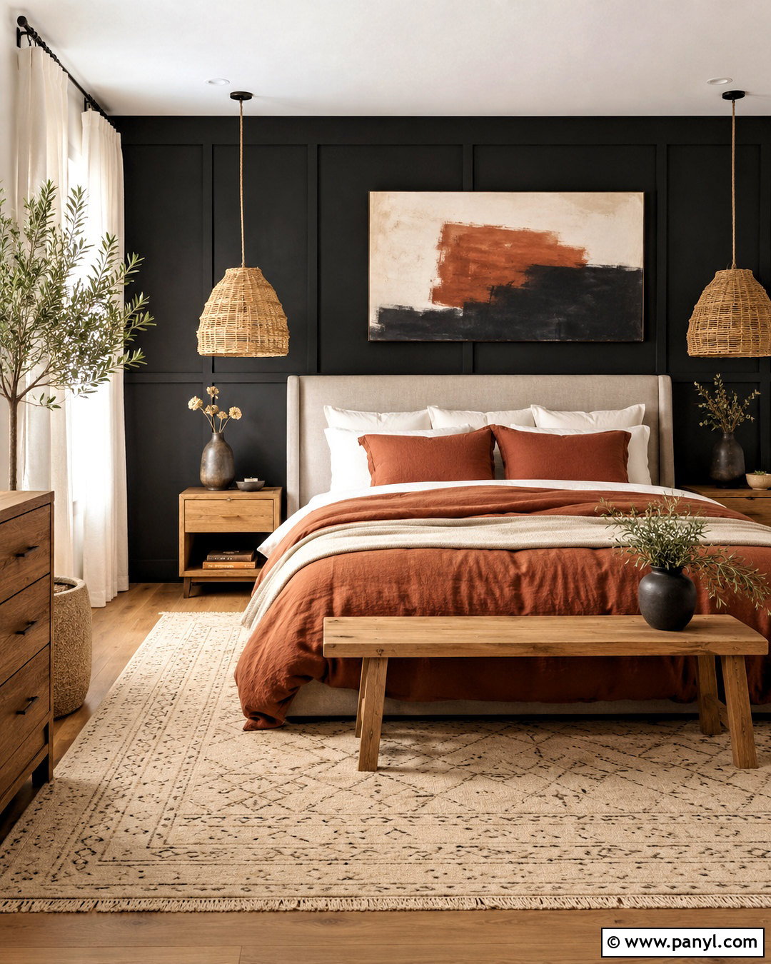 Black Wall Bedroom With Terracotta - 20 black wall in bedroom ideas