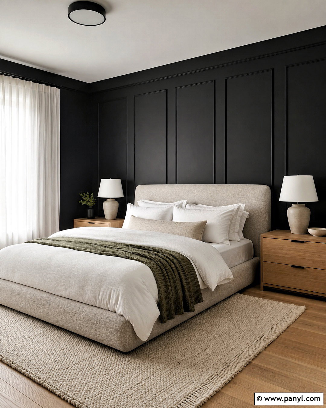 Black Wall Bedroom With White Bedding - 20 black wall aesthetic ideas