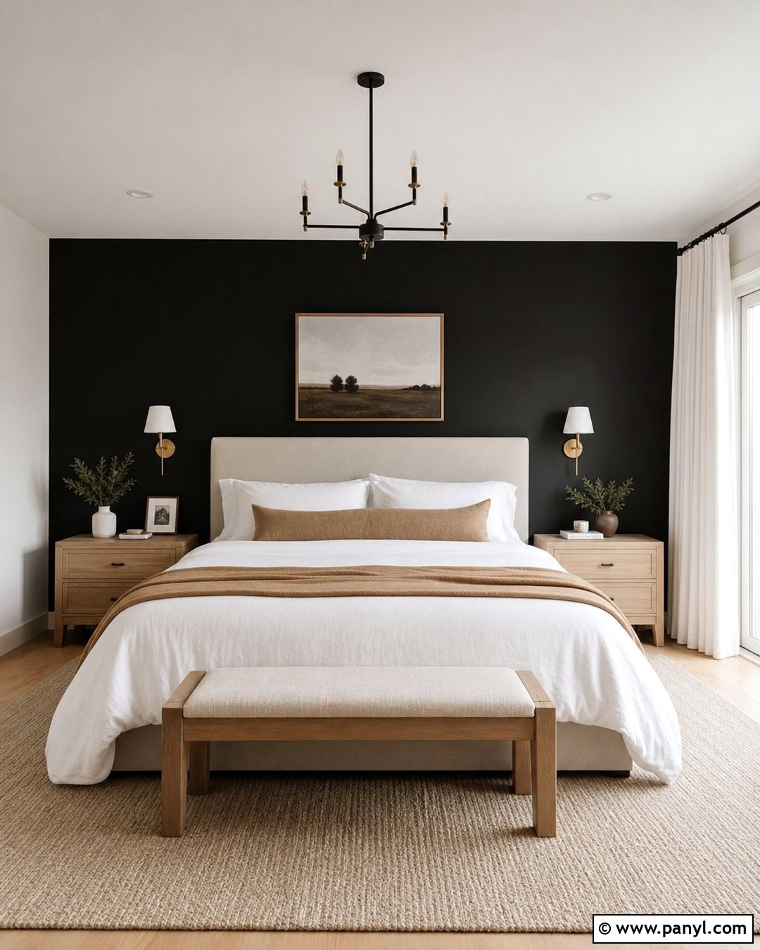 Black Wall Behind The Bed - 30 Black Wall Paint Ideas