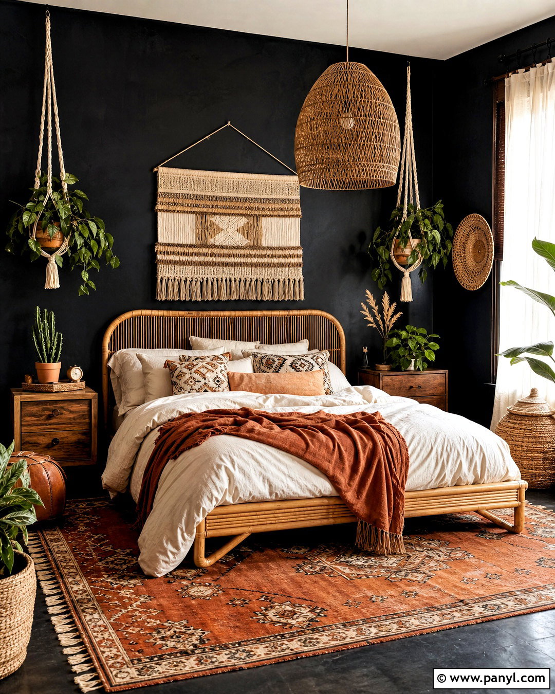 Black Wall Boho Bedroom - 20 black wall bedroom decor ideas