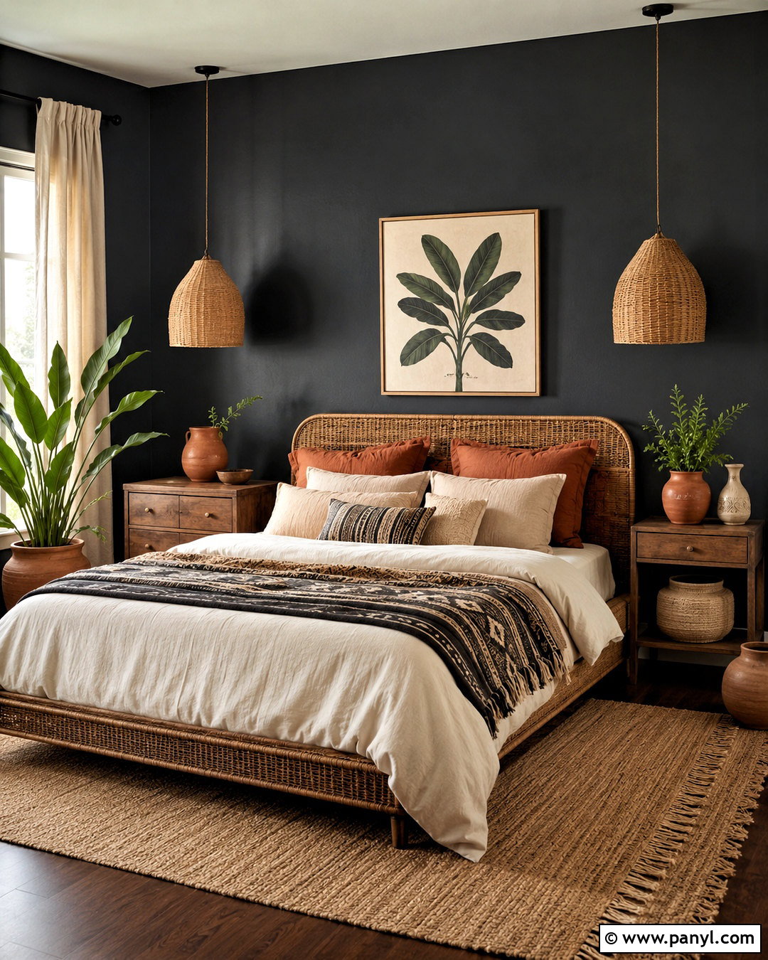 Black Wall Boho Bedroom - 20 black wall aesthetic ideas