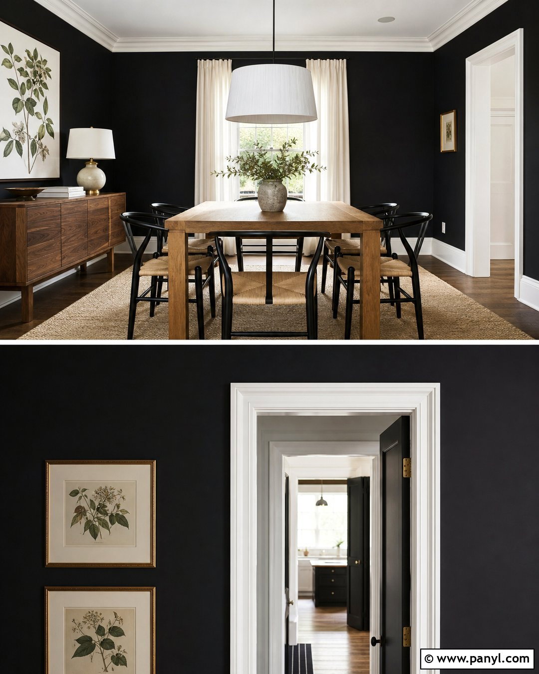 Black Wall Dining Room With White Trim - 20 Black Wall With White Trim Ideas
