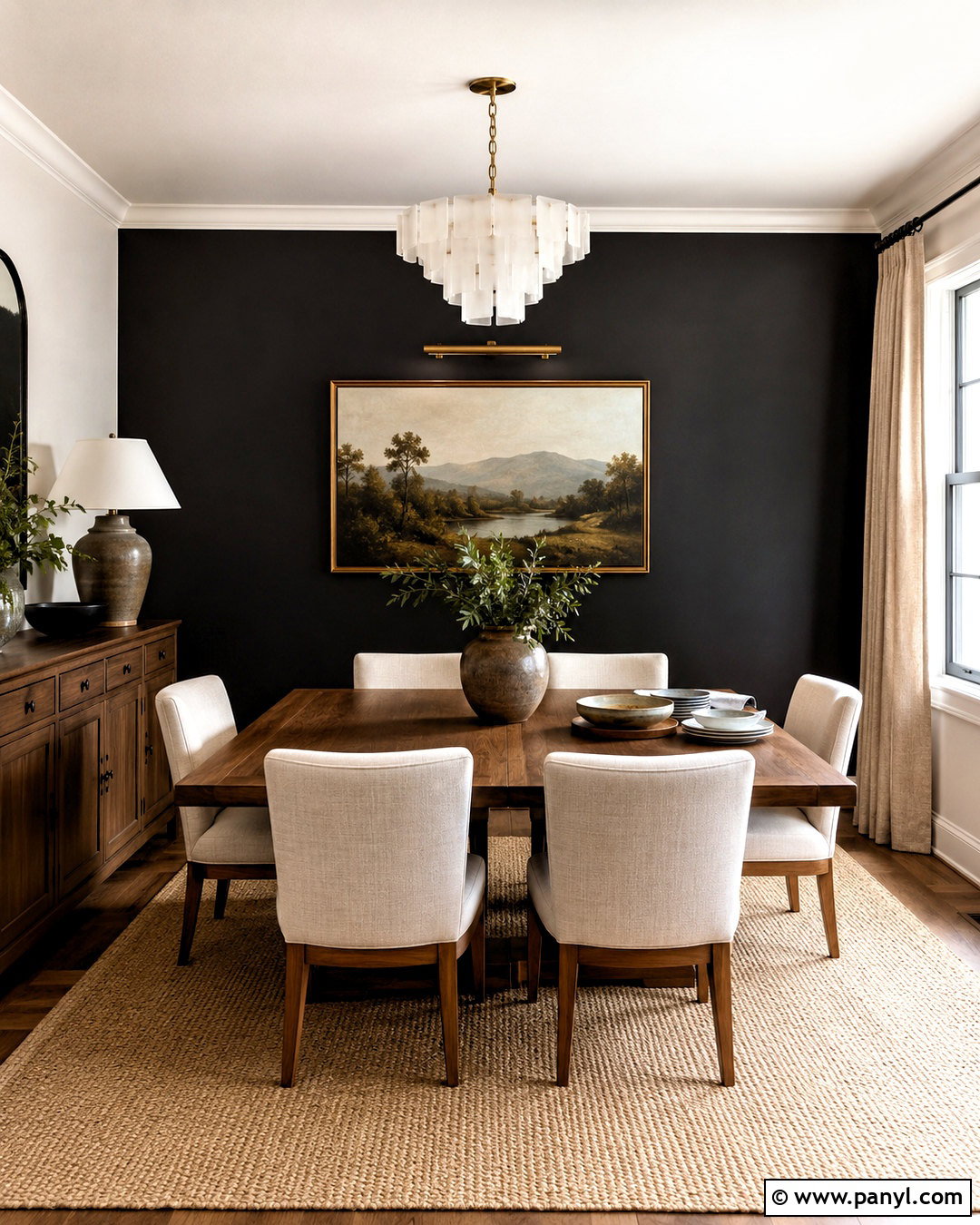 Black Wall Dining Room With Wood Table - 20 black wall ideas