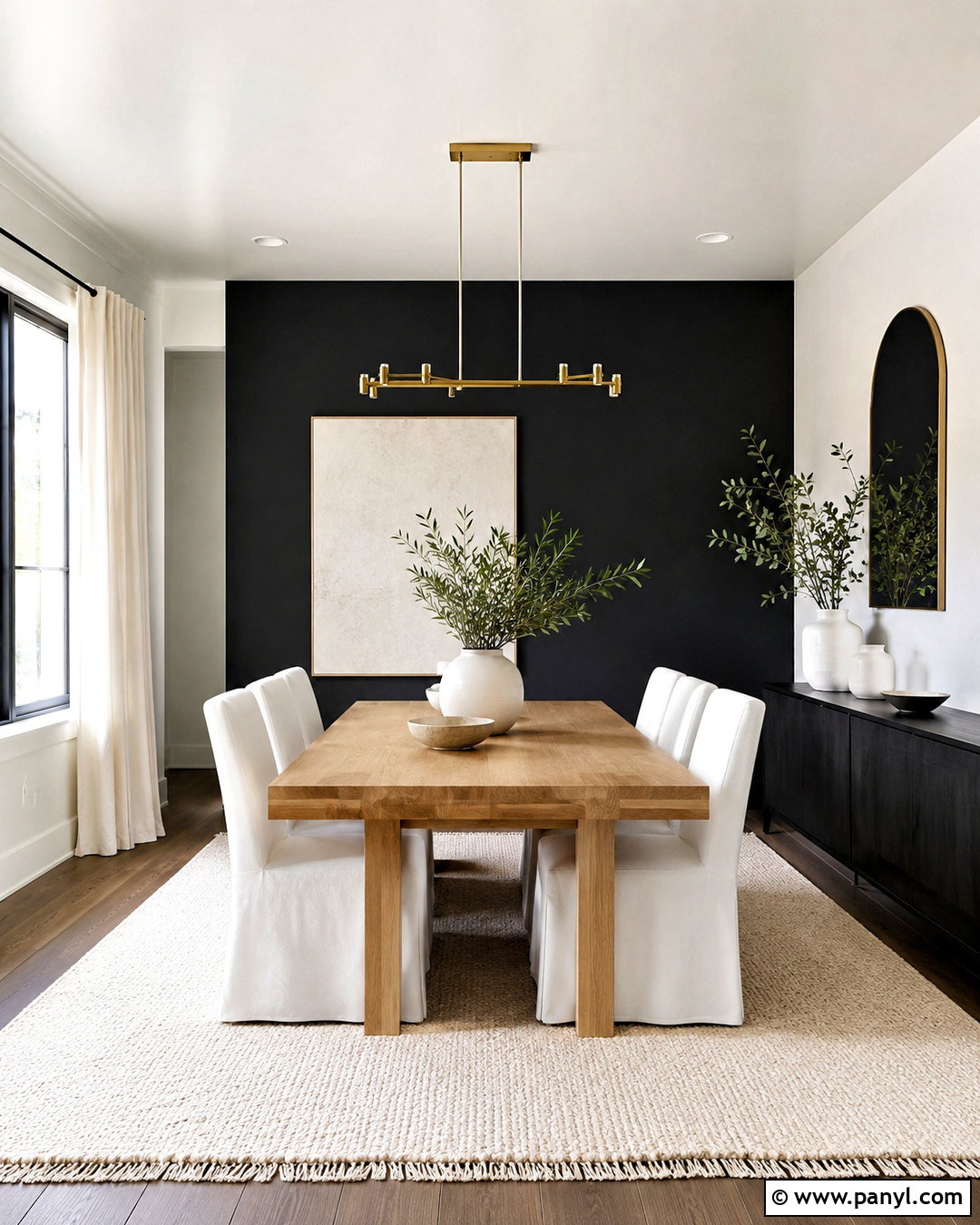 Black Wall Dining Room - 20 White Room With One Black Wall Ideas