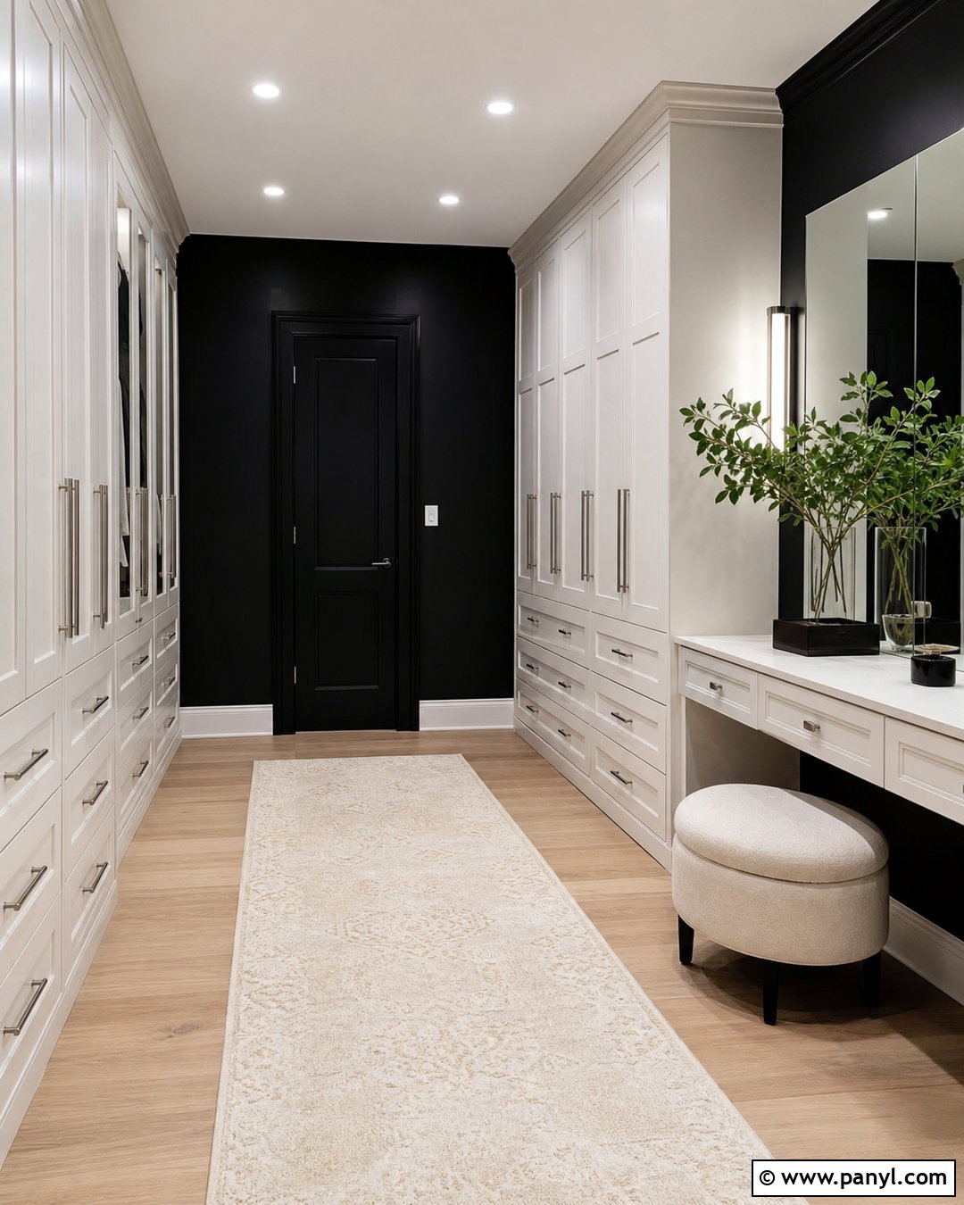 Black Wall Dressing Room With White Cabinets - 20 Black Wall Dressing Room Ideas