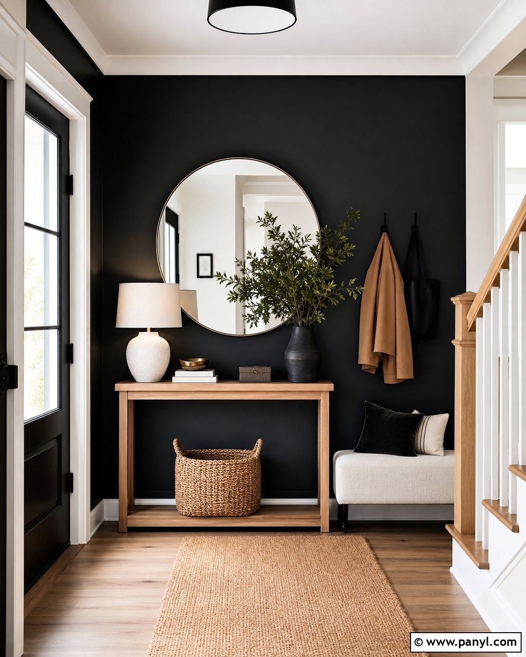 Black Wall Entryway - 30 Black Wall Paint Ideas