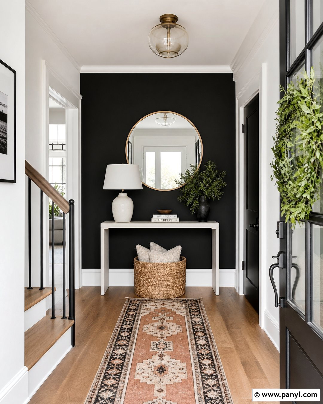 Black Wall Entryway With White Trim - 20 Black Wall With White Trim Ideas