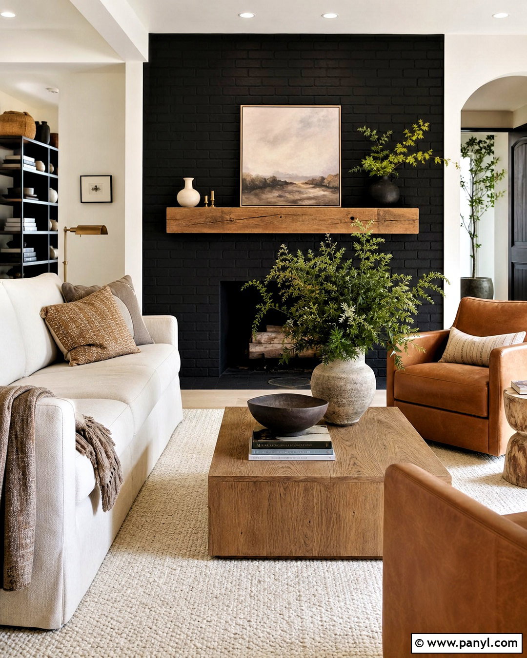 Black Wall Fireplace With Wood Mantel - 20 black wall with wood accents