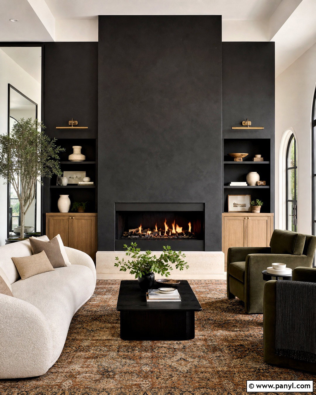 Black Wall Fireplace - 20 black wall design ideas
