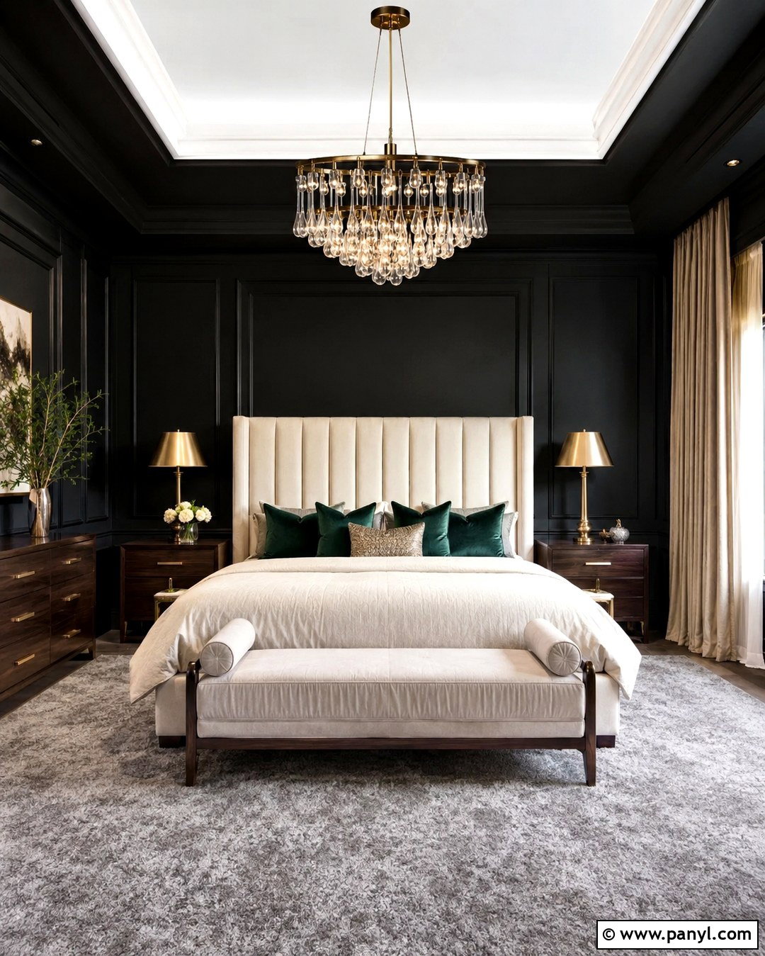 Black Wall Grey Floor Luxury Bedroom - 20 Black Wall Grey Floor Ideas