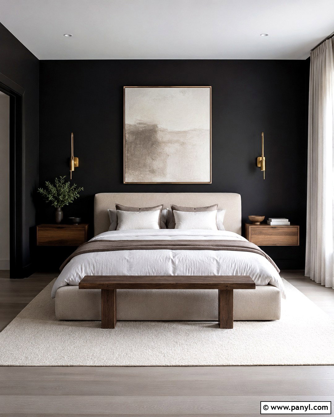 Black Wall Grey Floor Minimalist Bedroom - 20 Black Wall Grey Floor Ideas