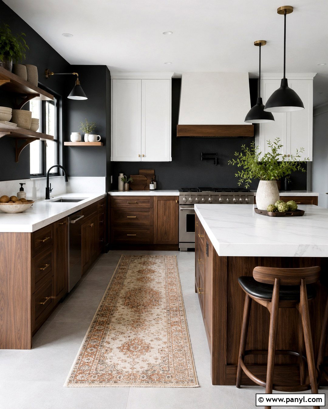 Black Wall Grey Floor Modern Kitchen - 20 Black Wall Grey Floor Ideas