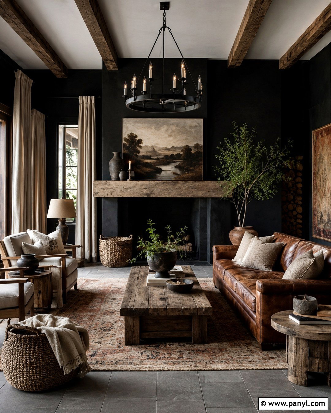 Black Wall Grey Floor Rustic Room - 20 Black Wall Grey Floor Ideas
