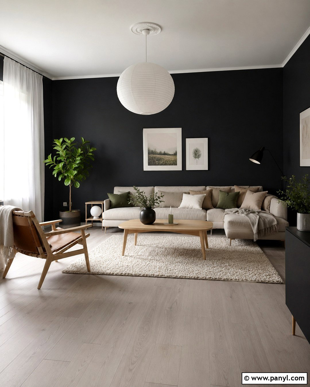Black Wall Grey Floor Scandinavian Room - 20 Black Wall Grey Floor Ideas