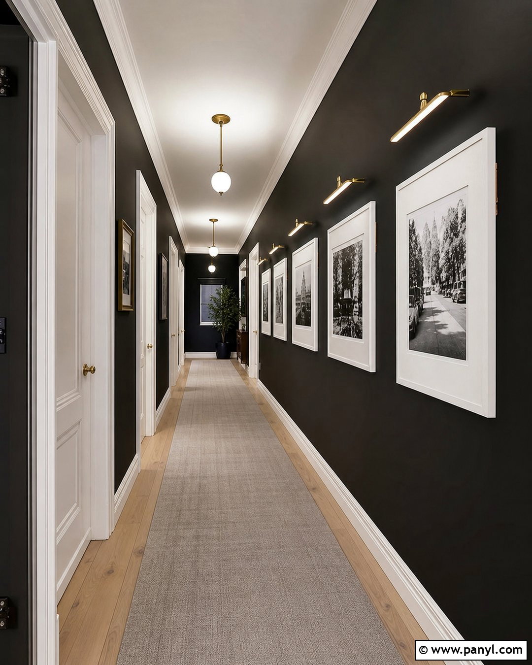 Black Wall Hallway With White Trim - 20 Black Wall With White Trim Ideas