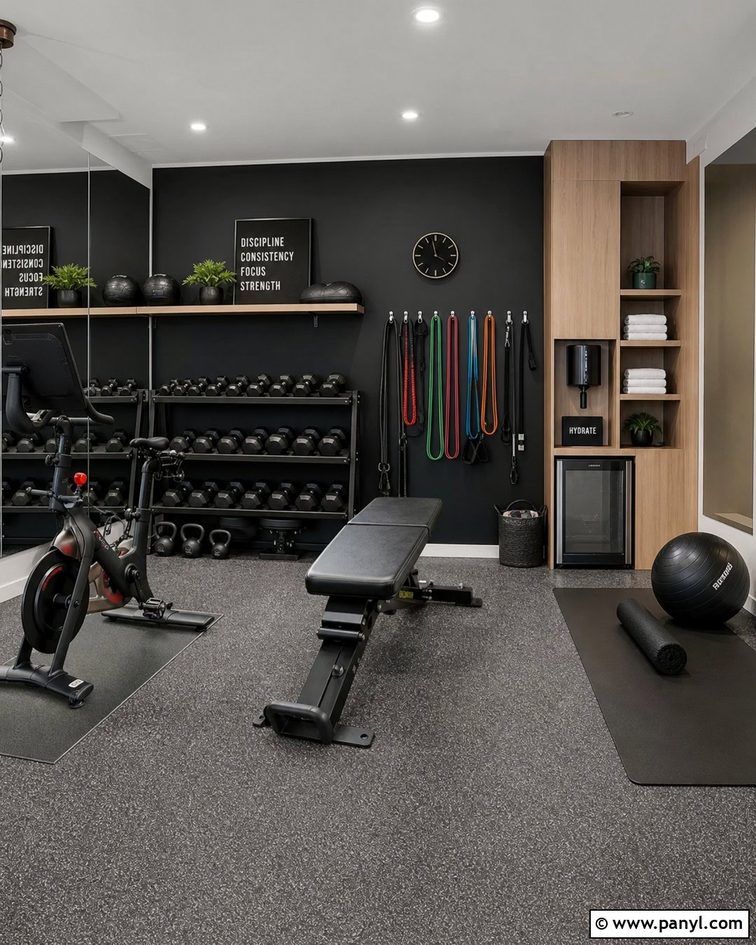Black Wall Home Gym - 25 Room With One Black Wall Ideas