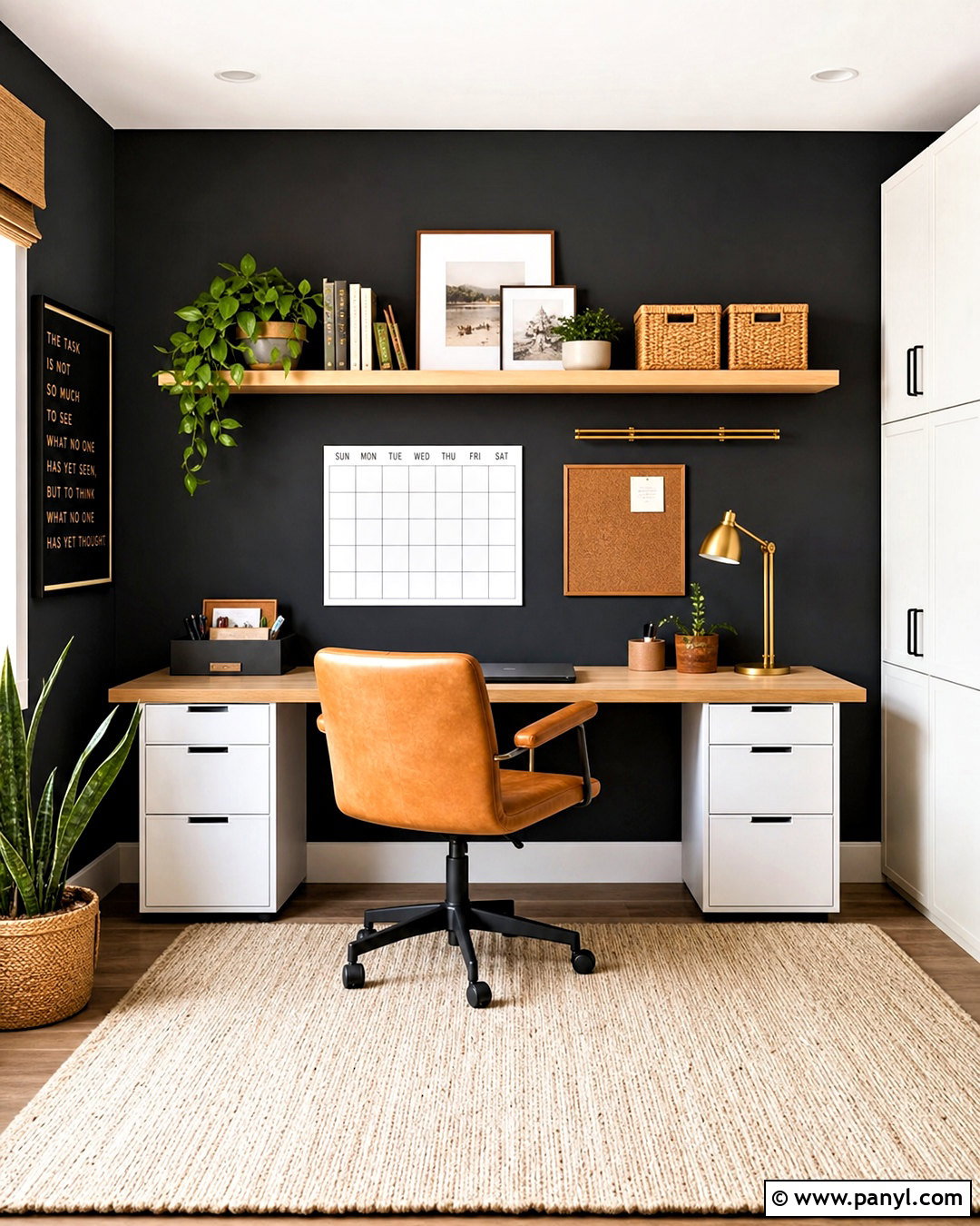Black Wall Home Office - 20 black wall design ideas