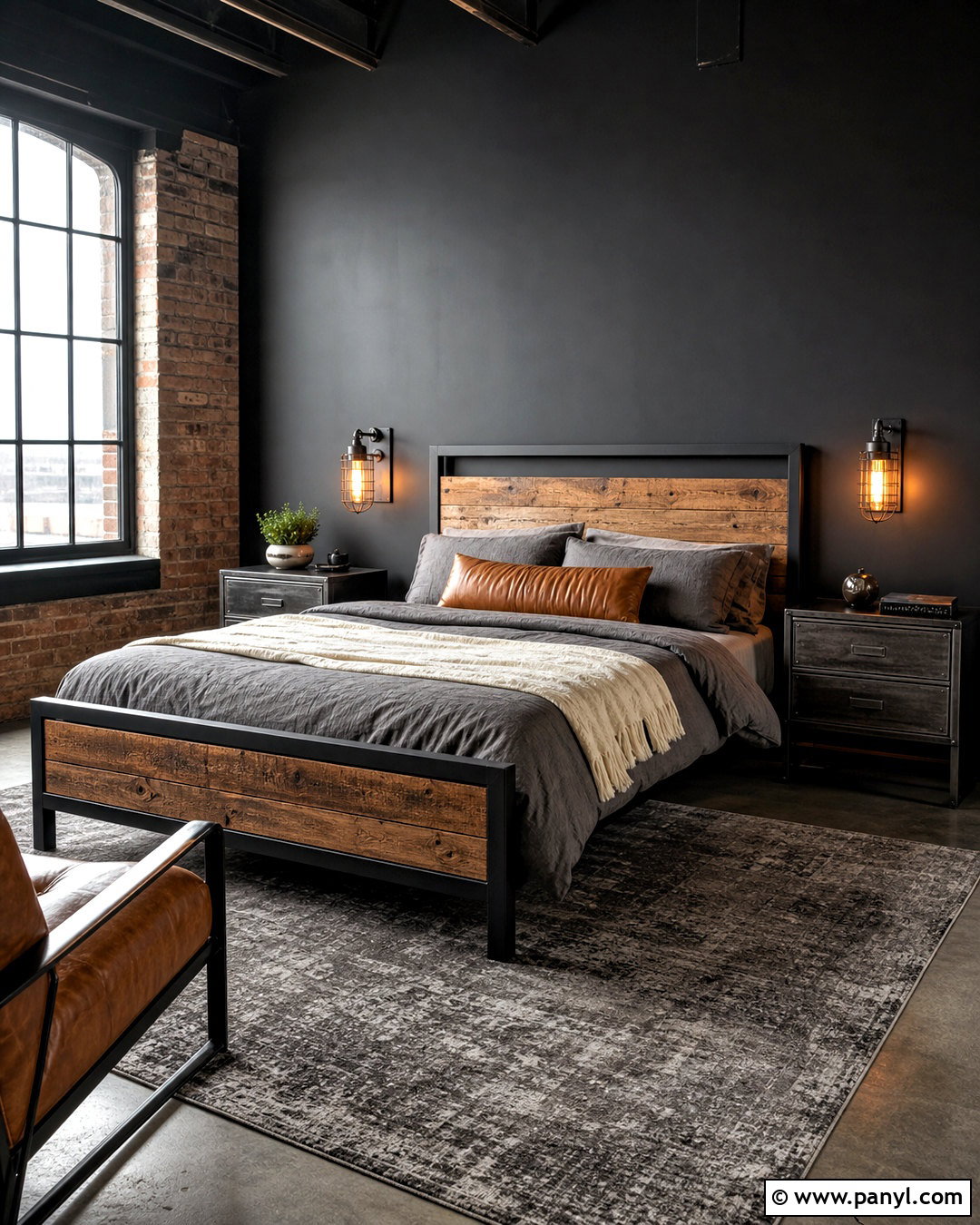 Black Wall Industrial Bedroom - 20 black wall bedroom decor ideas