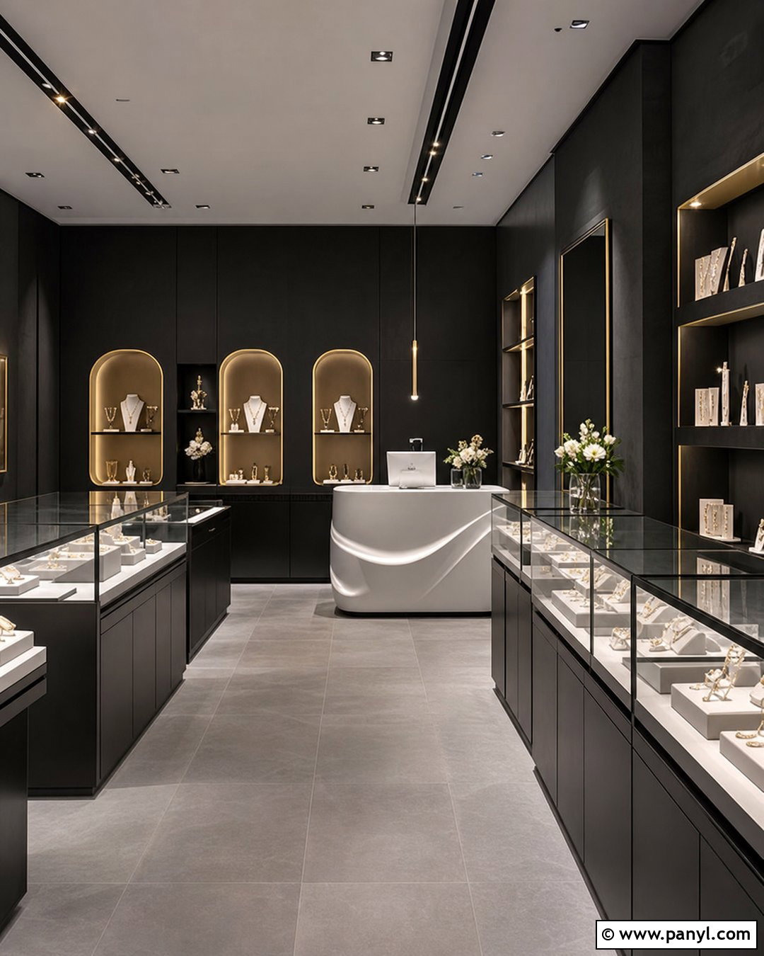Black Wall Jewelry Store - 20 Black Walls Retail Ideas