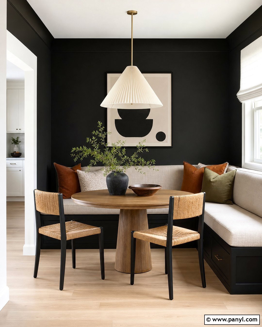 Black Wall Kitchen Banquette - 30 Black Wall Interior Ideas