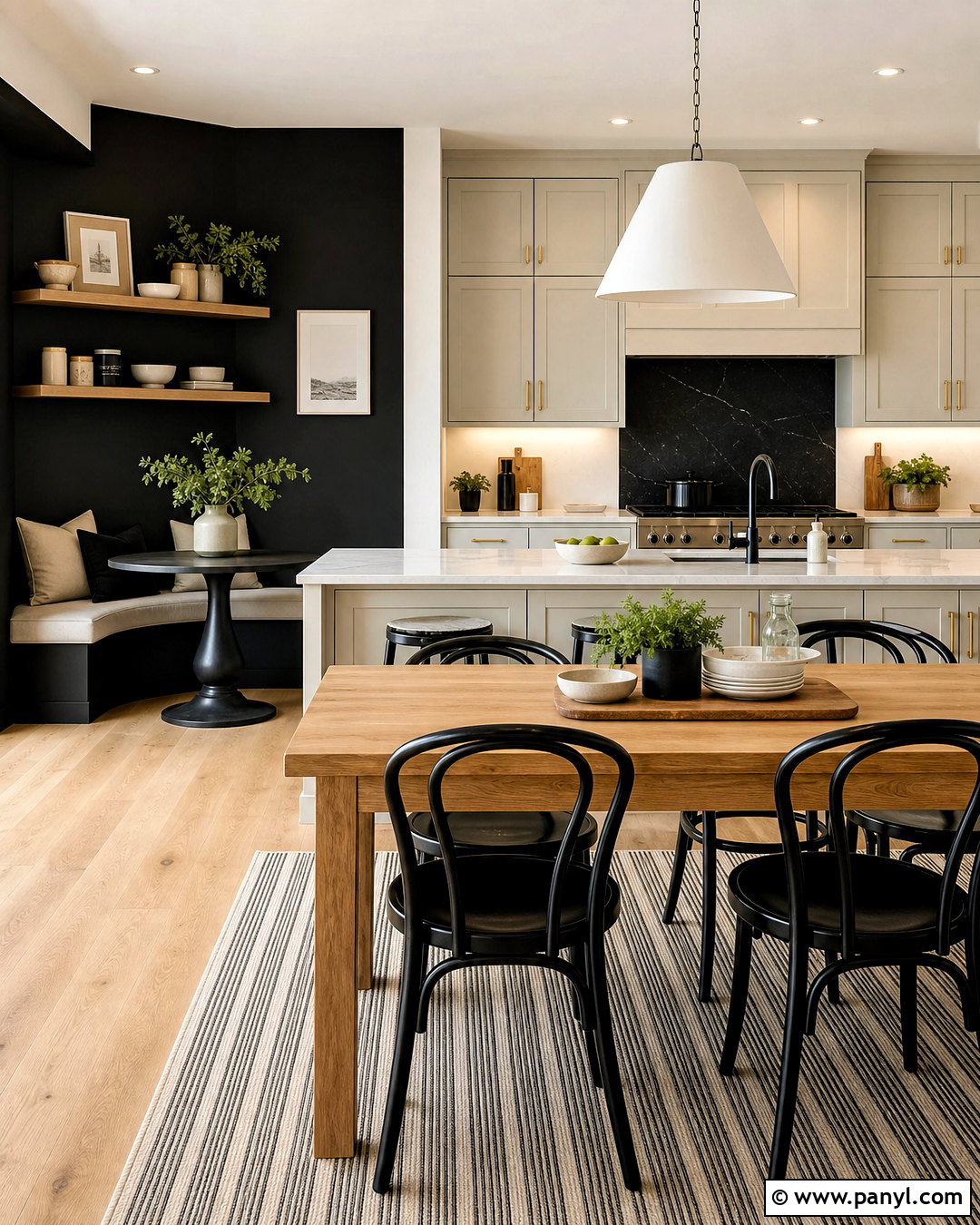 Black Wall Kitchen With Light Cabinets - 20 black wall room ideas