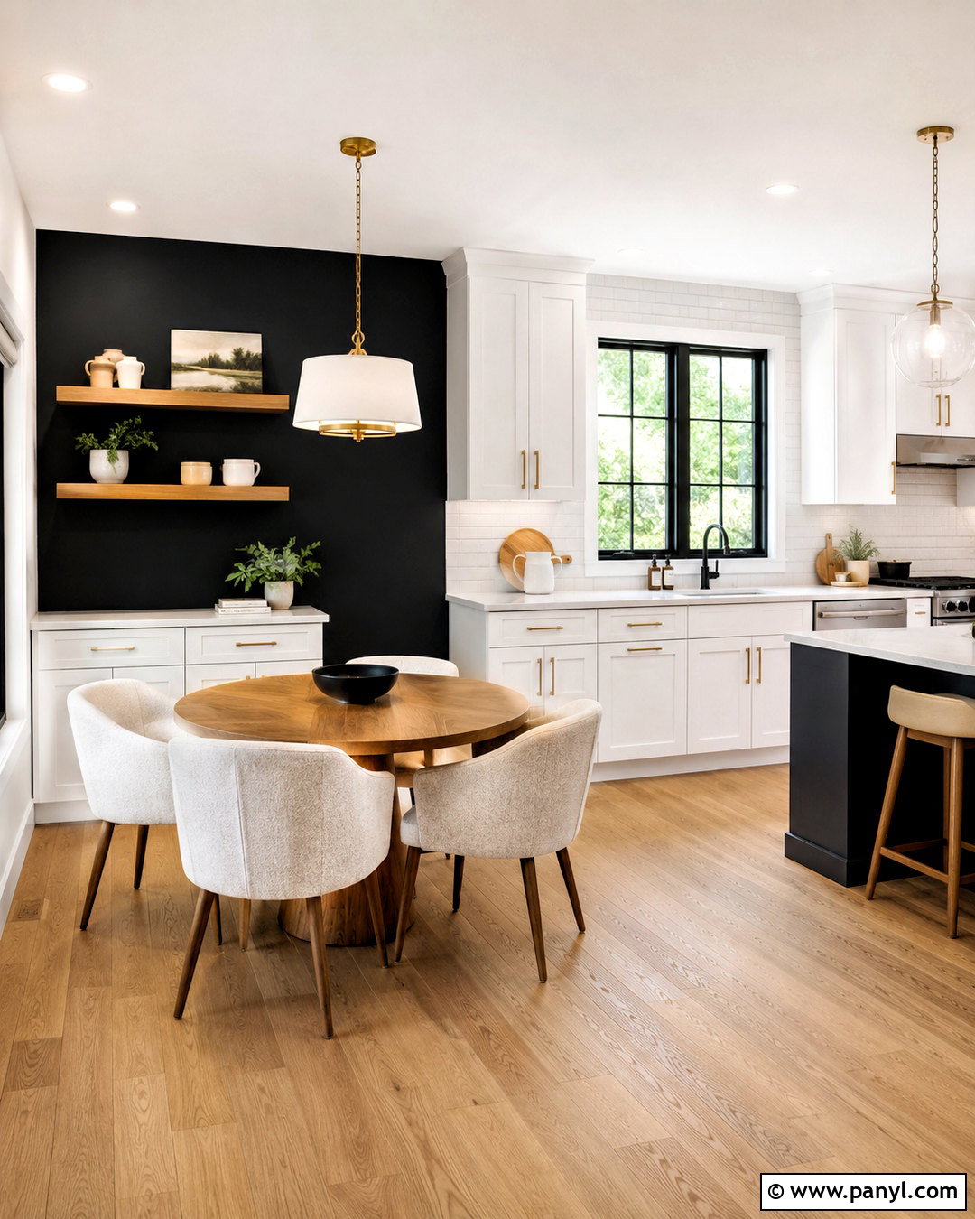 Black Wall Kitchen With White Cabinets - 20 black wall ideas