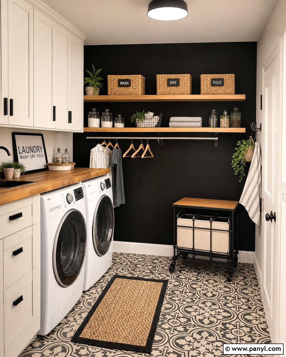 Black Wall Laundry Room - 25 Room With One Black Wall Ideas