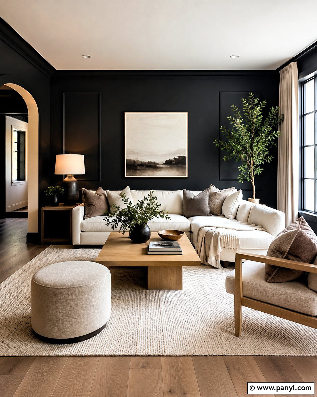 Black Wall Living Room With White Sofa - 20 black wall living room decorating ideas