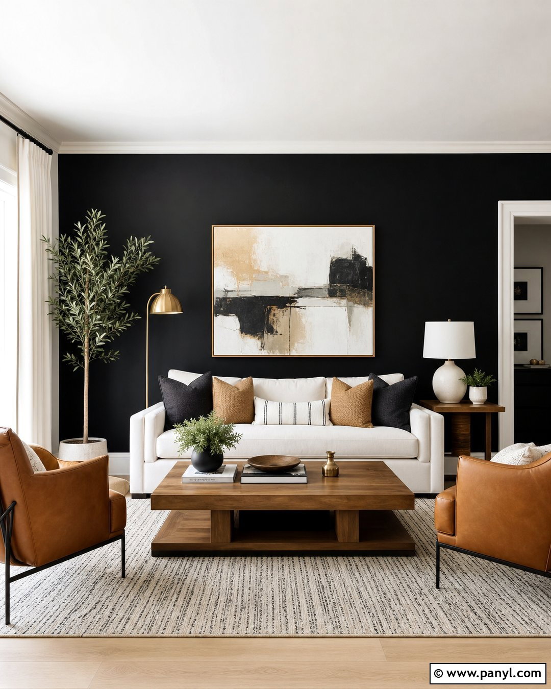 Black Wall Living Room With White Trim - 20 Black Wall With White Trim Ideas