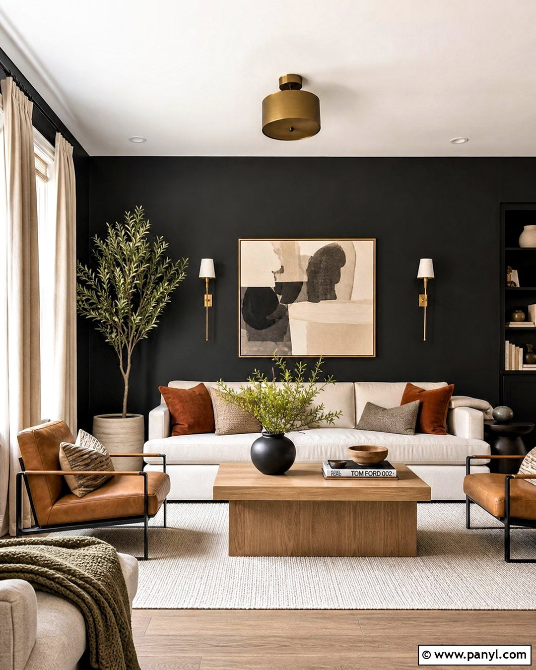 Black Wall Living Room - 20 black wall design ideas