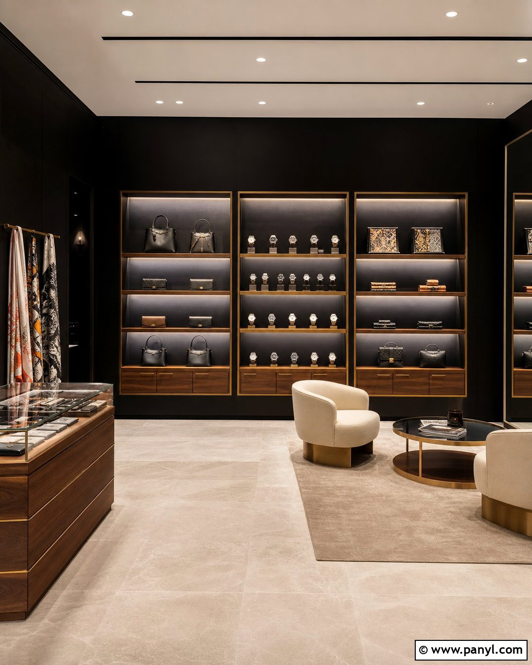 Black Wall Luxury Accessories Store - 20 Black Walls Retail Ideas