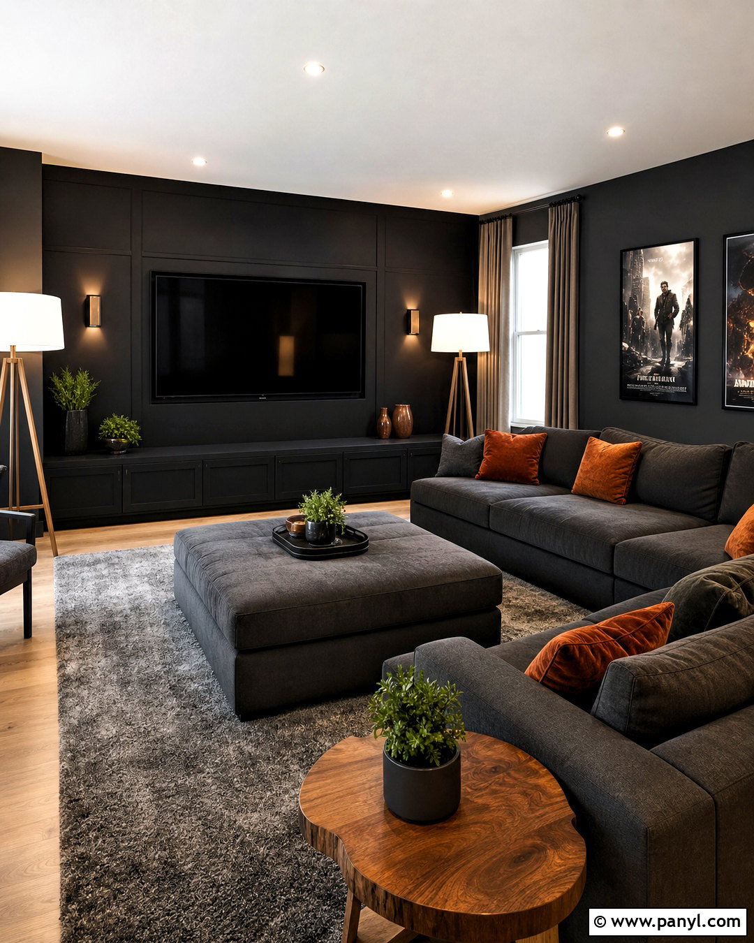 Black Wall Media Room - 20 black wall room ideas