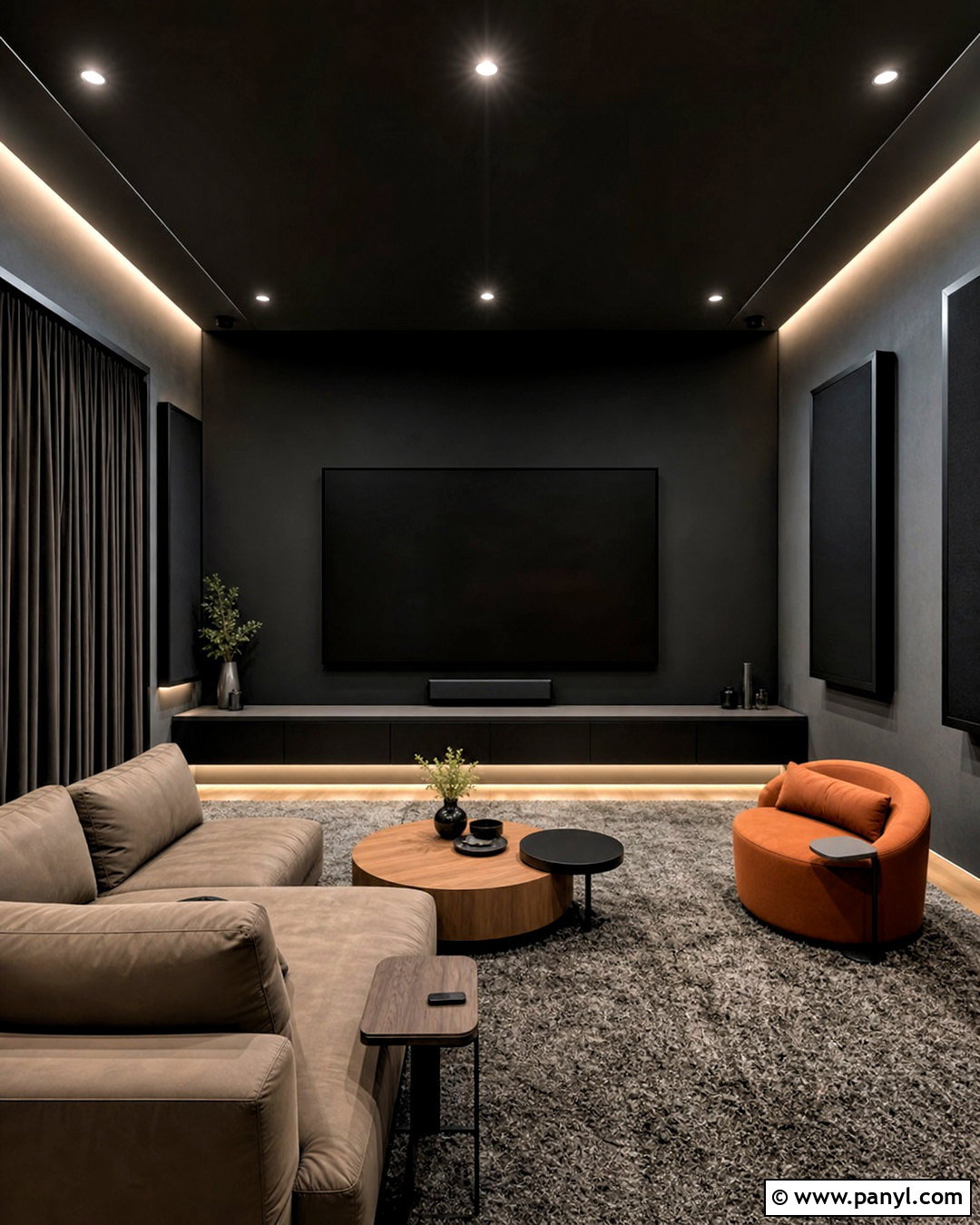 Black Wall Media Room - 20 black wall design ideas