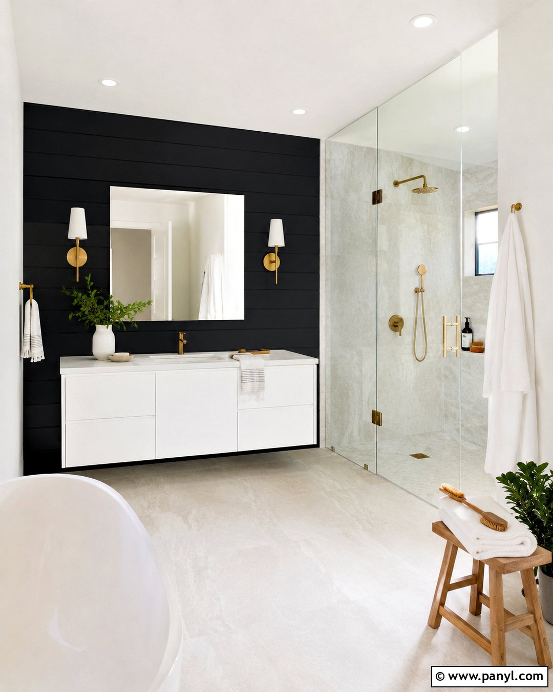 Black Wall Minimalist Bathroom - 20 White Room With One Black Wall Ideas