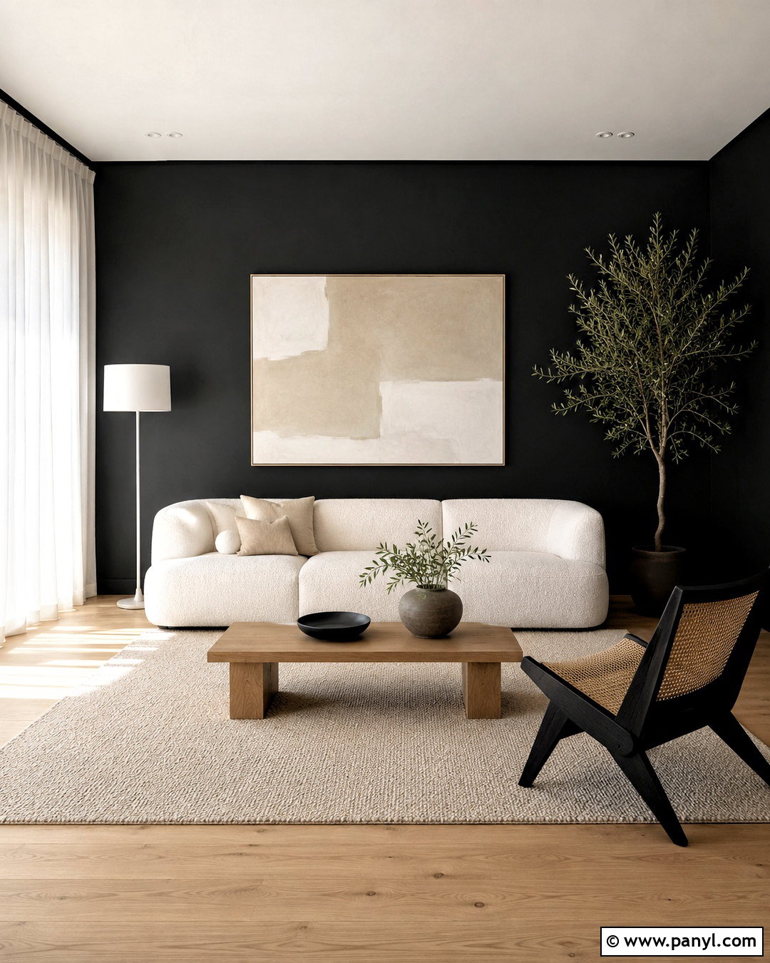 Black Wall Minimalist Living Room - 20 black wall aesthetic ideas