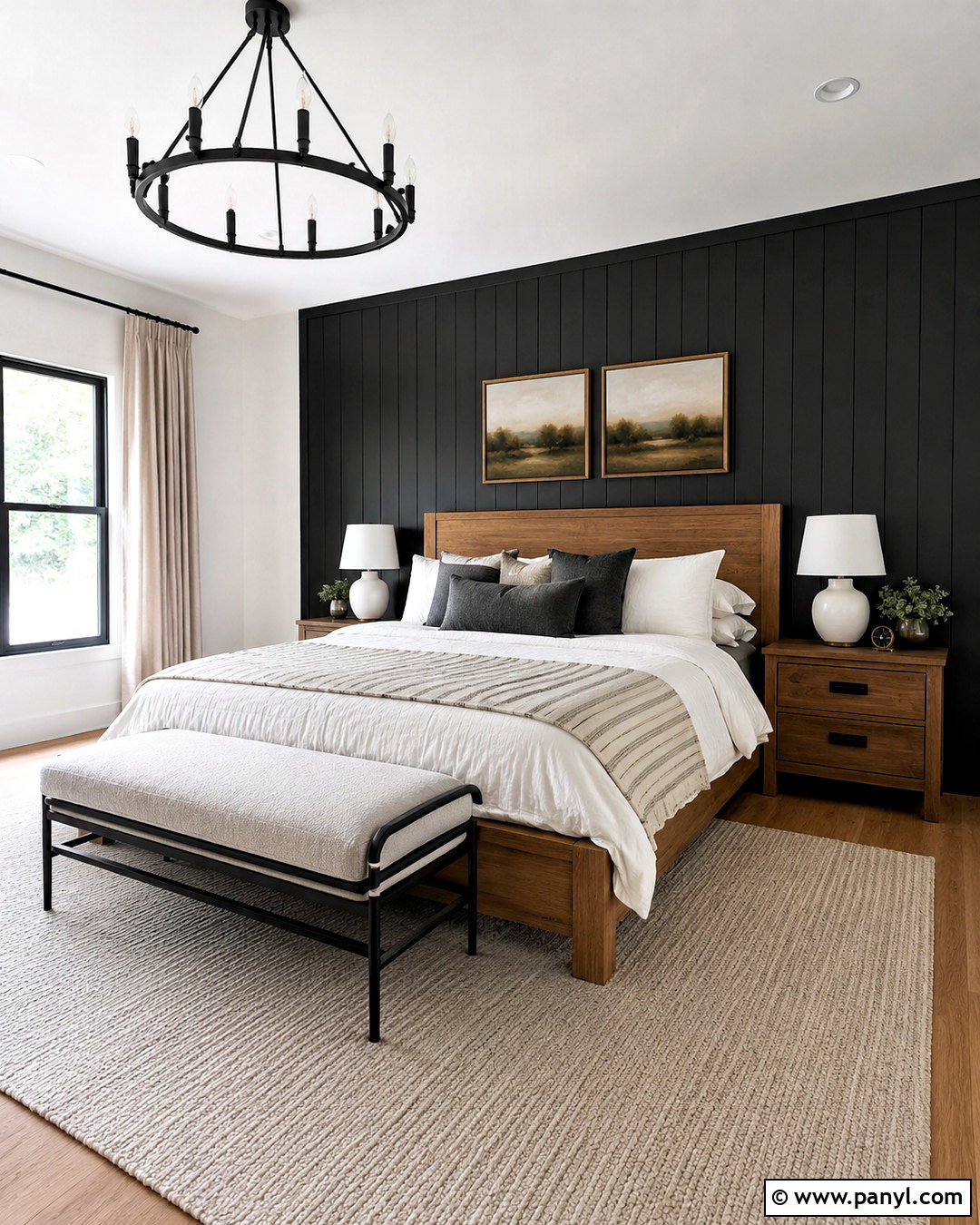 Black Wall Modern Farmhouse Bedroom - 20 one black wall bedroom ideas