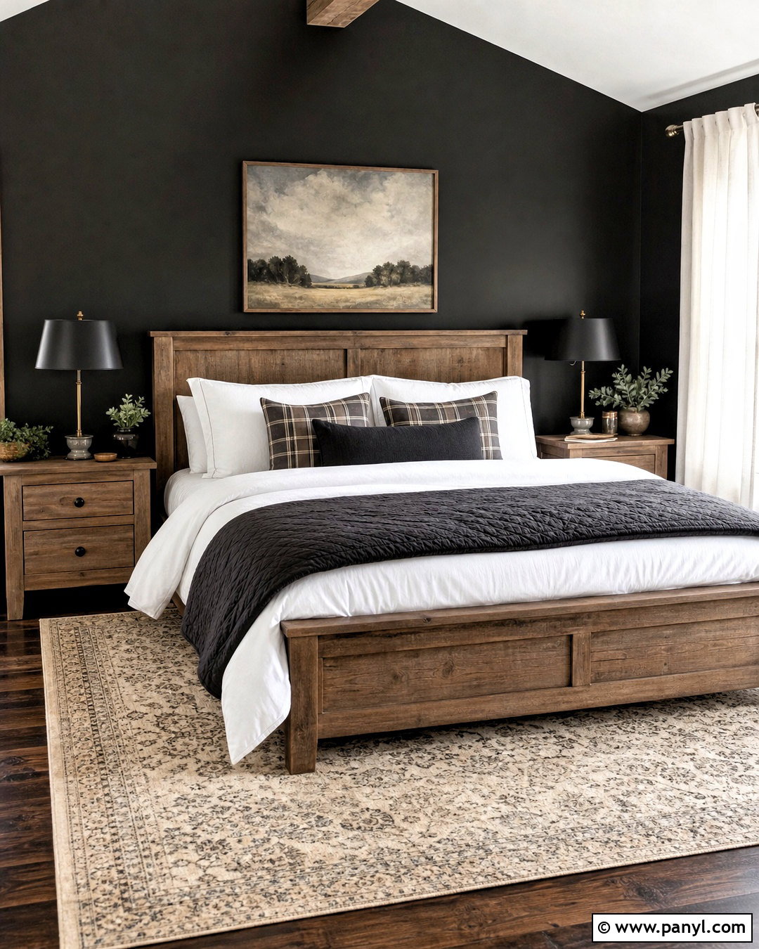 Black Wall Modern Farmhouse Bedroom - 20 black wall bedroom decor ideas