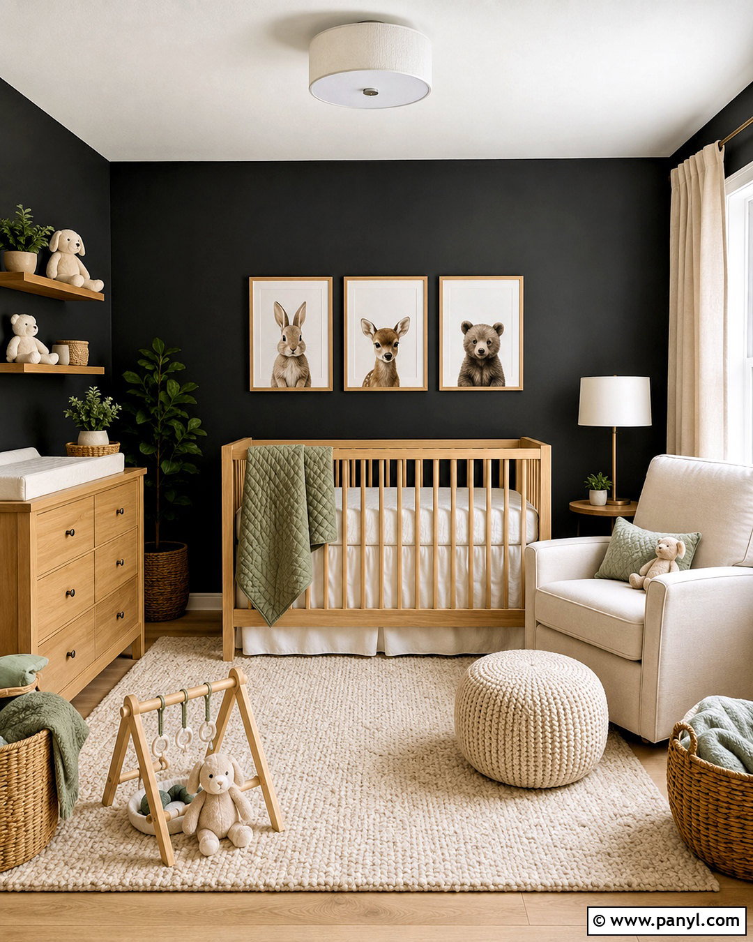 Black Wall Nursery With Neutral Decor - 20 black wall ideas