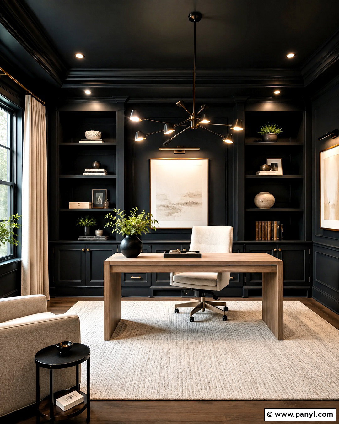 Black Wall Office With Black Ceiling - 20 black wall office ideas