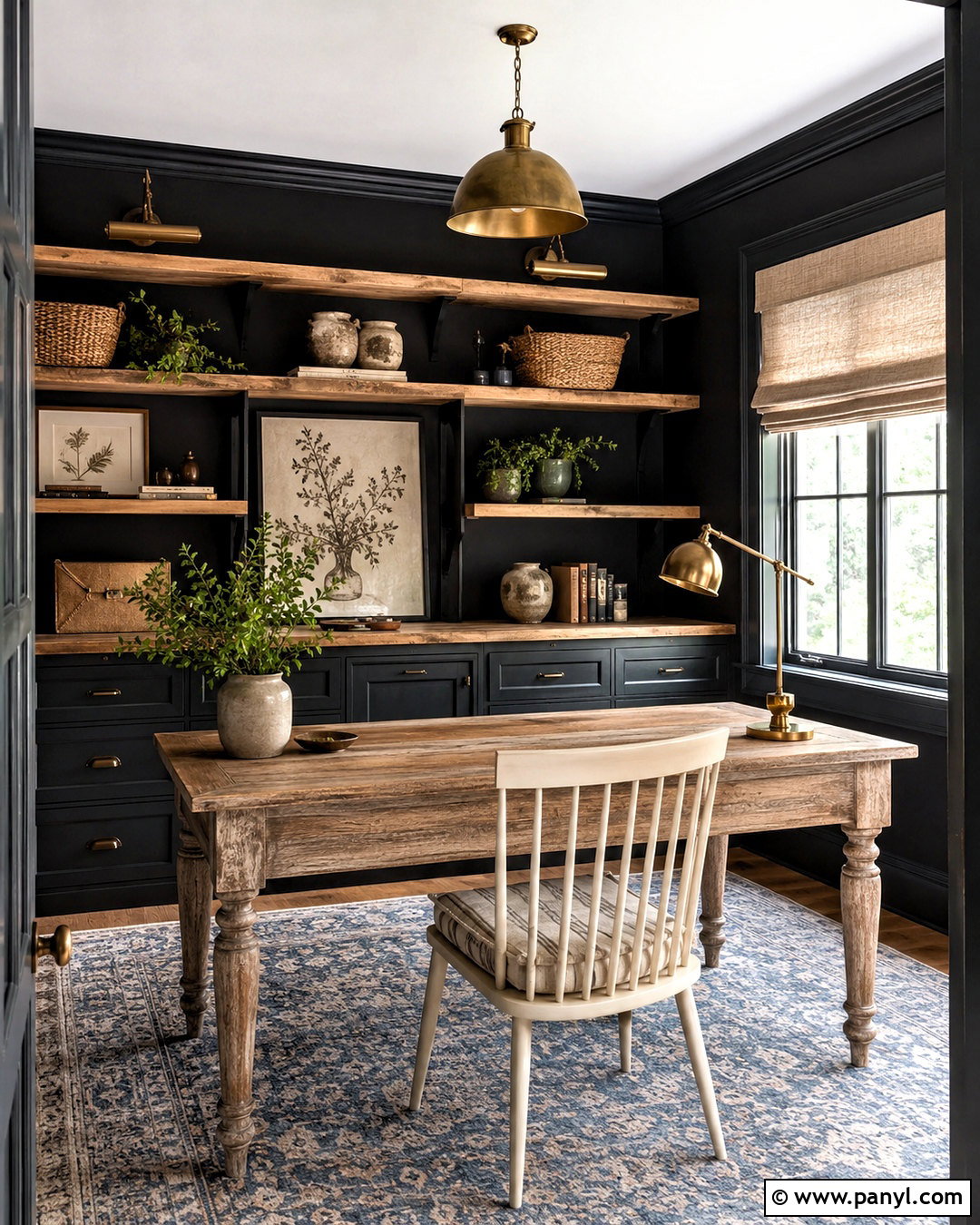 Black Wall Office With Farmhouse Decor - 20 black wall office ideas