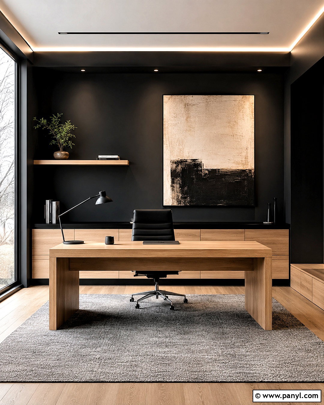 20 Black Wall Office Ideas for a Focused Designer Workspace