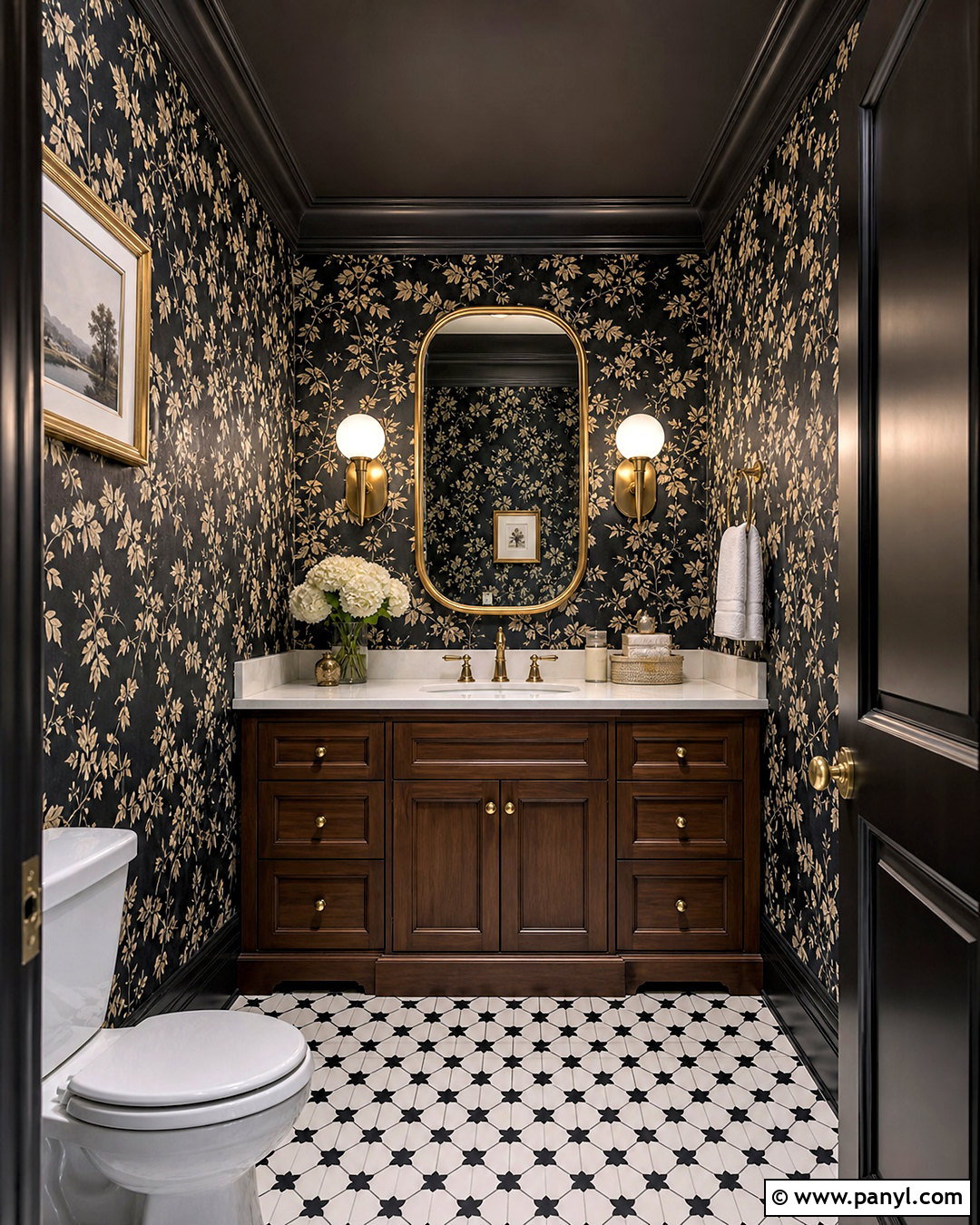 Black Wall Powder Room - 20 black wall design ideas