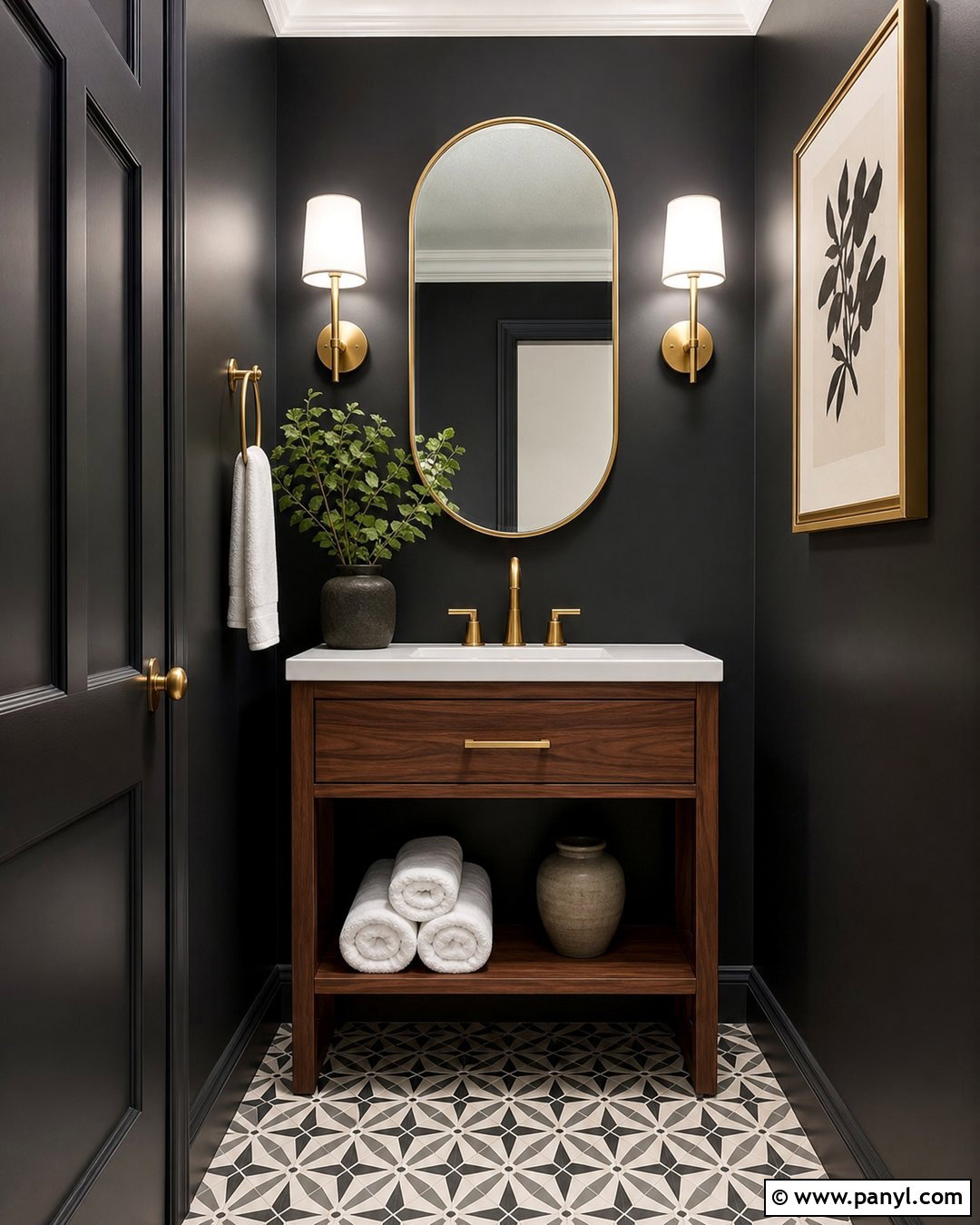 Black Wall Powder Room Vanity - 20 Modern Bathroom Vanity With Black Wall Ideas