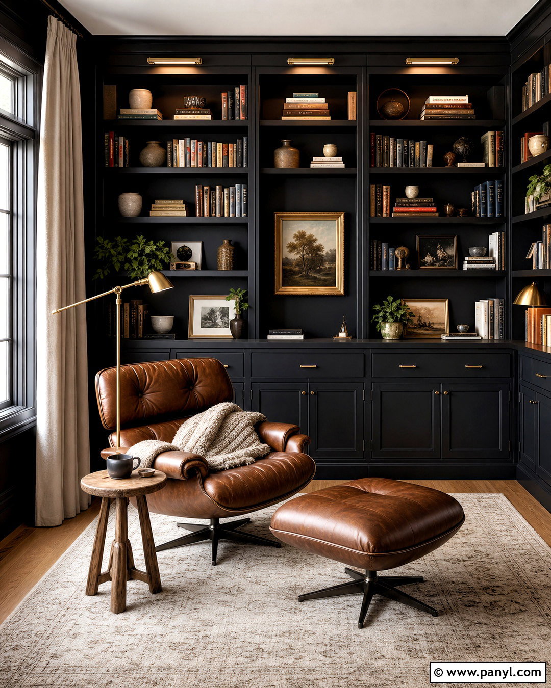 Black Wall Reading Room With Built-Ins - 20 black wall room ideas